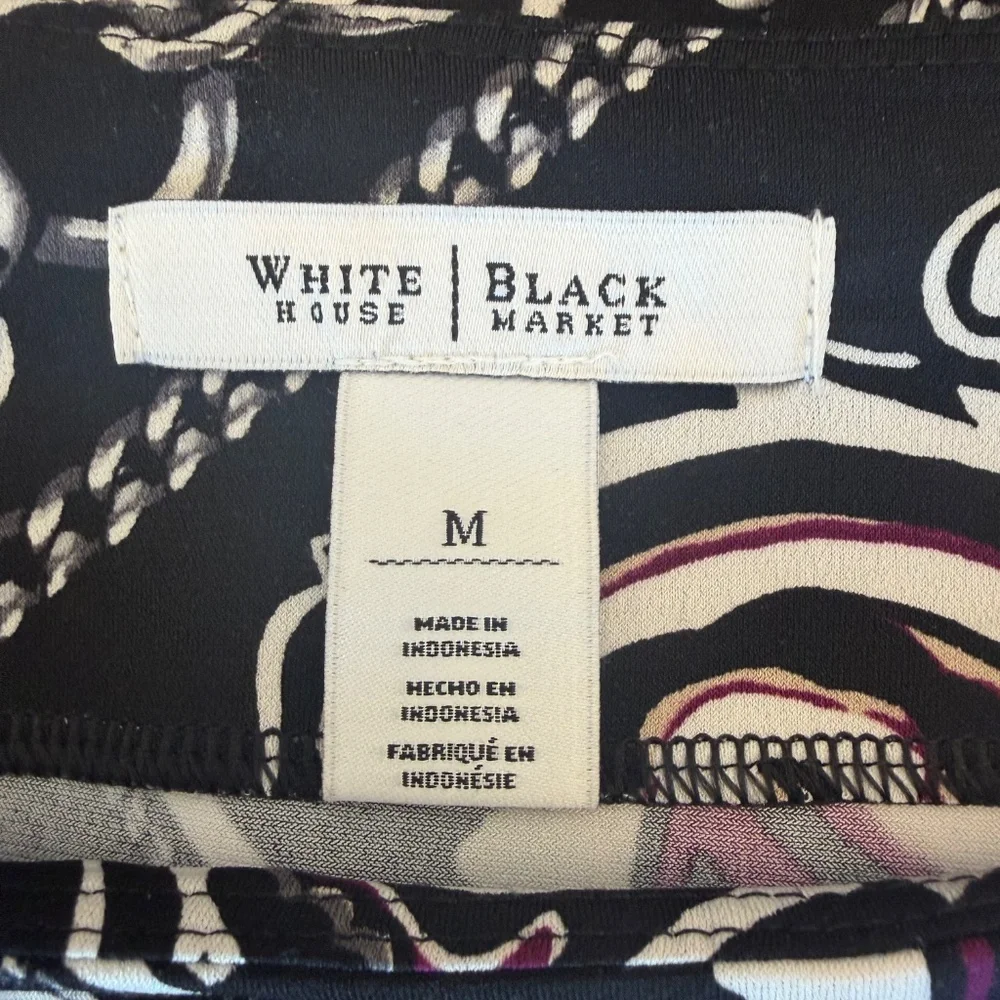 White House Black Market Paisley Chain Link Tunic Top, 3/4 Sleeve, Size Medium - Picture 6 of 10